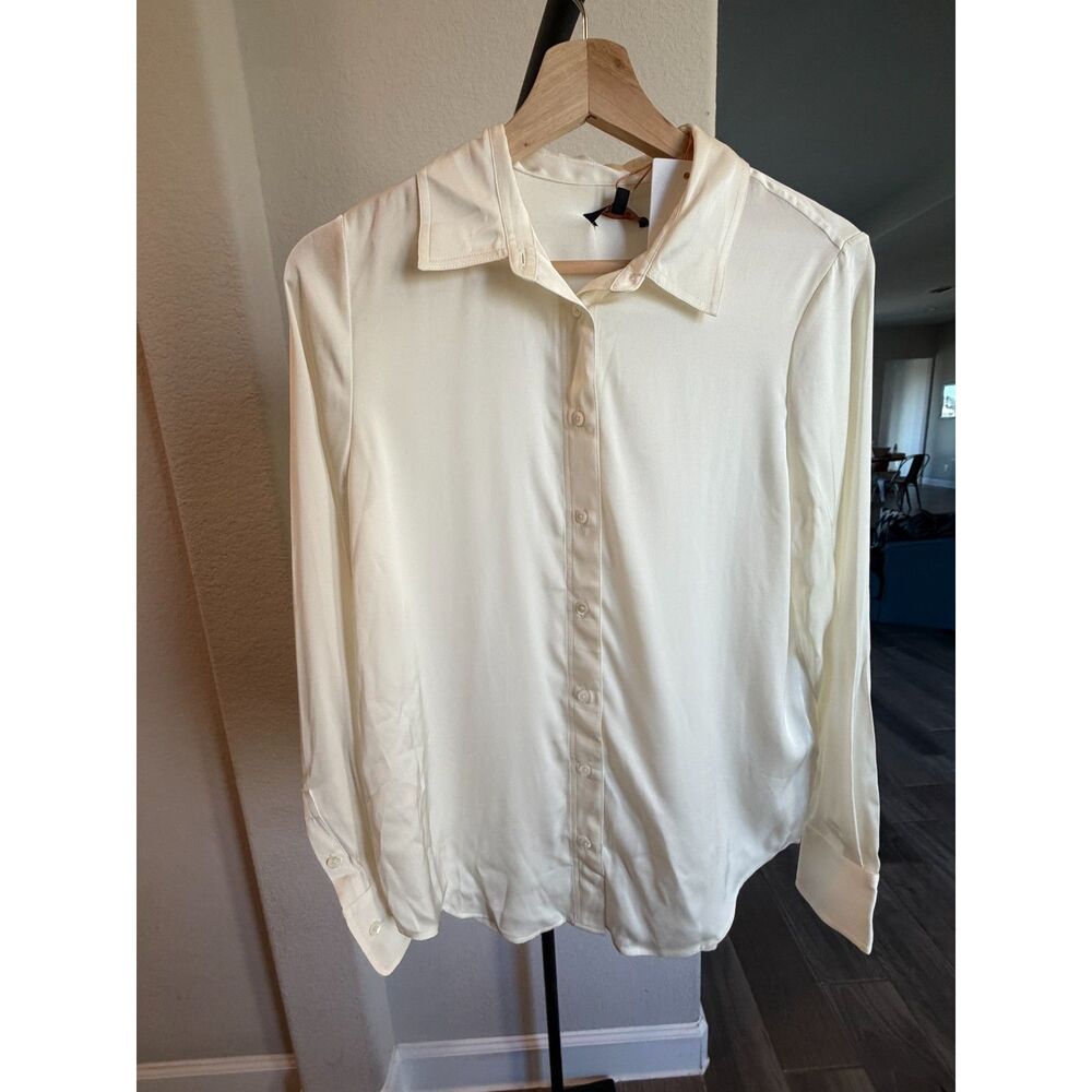 Quince Washable Stretch Silk Blouse / Ivory / S